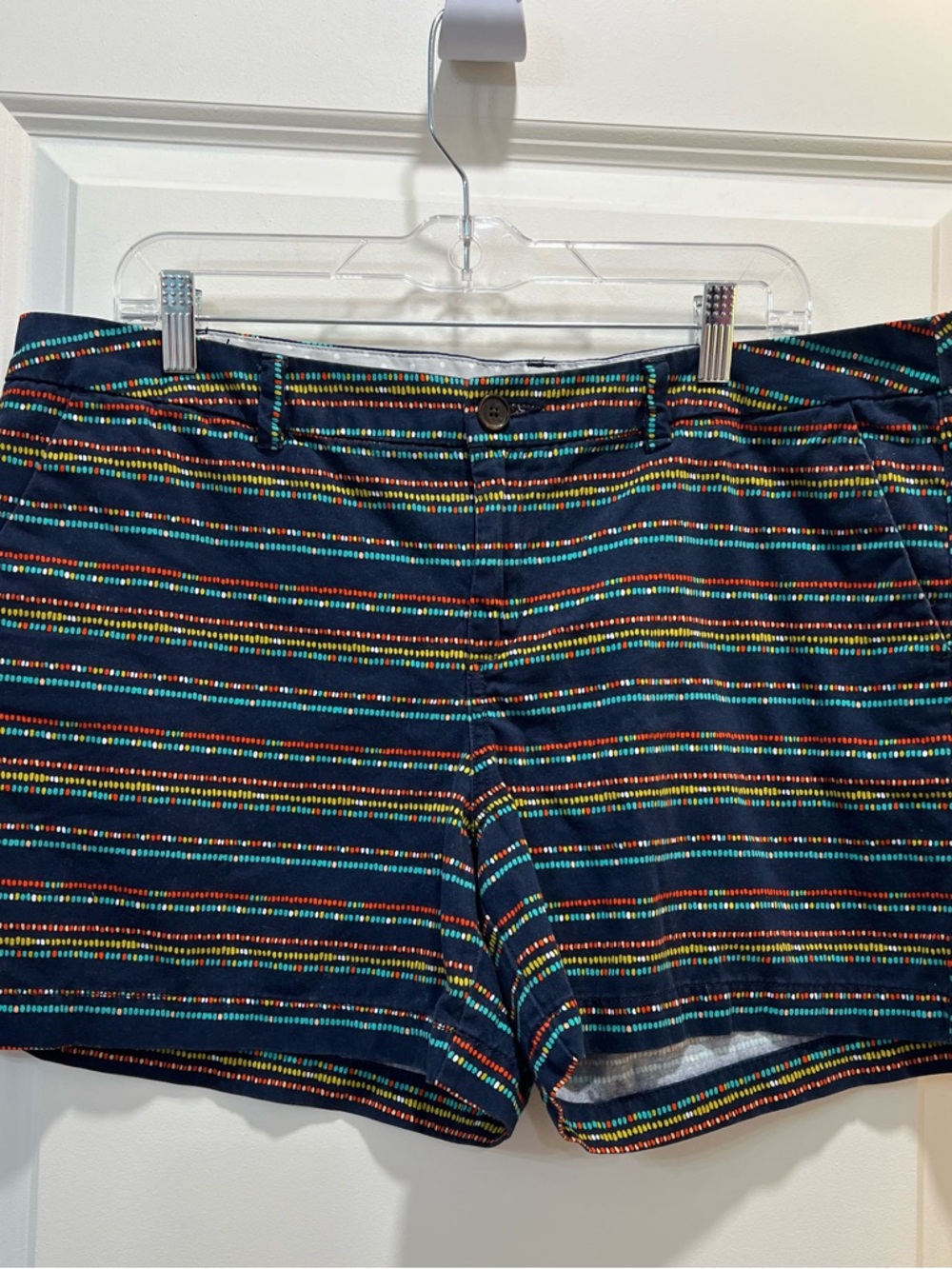 Menora Women’s Navy Multicolor Striped Cotton Shorts